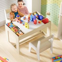 Tlgreen - Table pour enfant avec 2 chaises,Table à Dessin,Table d'Activité,Groupe de sièges pour enfant,ensemble de chaises avec plateau