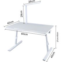 Dazhom - Table Pour Ordinateur Portable Pliante Avec Lampe Réglable En Hauteur Blanc