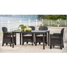 Ipae Progarden - Table d'extérieur rectangulaire, Structure en résine dure effet rotin, Made in Italy, 150 x 90 x 72 cm, Couleur anthracite
