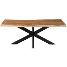 Hellin - Table de salle à manger rectangulaire en acacia et métal noir L200 - edgar