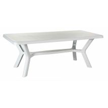 Table De Jardin Rectangulaire En Résine Blanche 200x95x73h Cm – 6 Places – Résistante Aux Intempéries – Pour Terrasses Et Jardins – Salmar