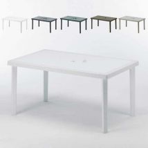 Lot 12 Tables de jardin rectangulaire en polyrotin pour bar café bistrot restaurant terrasse jardin 150x90 Grand Soleil Boheme - Blanc