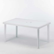 Lot 12 Tables De Jardin Rectangulaire En Polyrotin Pour Bar Café Bistrot Restaurant Terrasse Jardin 150x90 Grand Soleil Boheme - Blanc