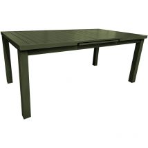 Jardiline - Table rectangulaire extensible Santorin 8/10 personnes en aluminium finition uni kaki avec 10 fauteuils