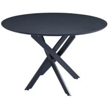 Homy France - Table repas ronde margot pieds métal et plateau bois mdf noir D100cm