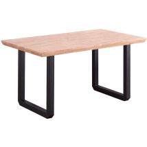 Table roma. Plateau en bois de chêne avec finition chanfreinée. Pieds en métal noir. 150x90x77cm - Skraut Home