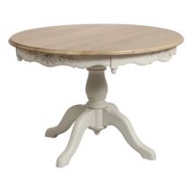 Decoration D ’ Autrefois - Table Ronde 2 Allonges - Bois-MDF - Blanc - Interior's