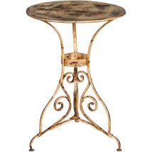 Biscottini - table ronde en finition crème antique en fer forgé
