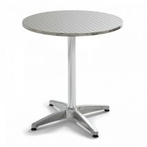 Oviala - Table ronde inclinable en inox gris