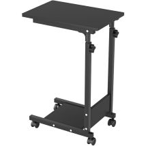 Guoyihua - Table Roulante Pour Ordinateur Portable, Bureau Informatique Avec 1 Tablettes De Rangement, Table De Lit Réglable En Hauteur, Noir