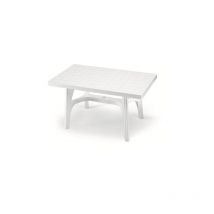 Scab - Table de jardin rectangulaire en résine blanche 140x80xh73 cm