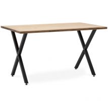 Box Furniture - Table Salle a Manger Pied x eco 120x80cm Noir-Bois Vieilli