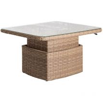Table basse carrée relevable Mooréa savana en aluminium traité époxy et résine tressée - Hespéride