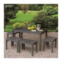 Table d'extérieur rectangulaire, Polypropylène, Effet lattes, Made in Italy, 138 x 78 x 72 cm, Anthracite