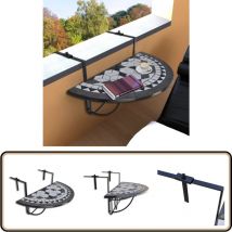 Table suspendue de balcon Noir et blanc Mosaïque - Table De Balcon - Table Suspendue - Mobilier De Jardin - Table Ronde - Table Extérieure