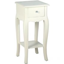Fijalo - Table téléphonique avec tiroir en bois blanc 35x35x77 cm, bois : sapin+Dm