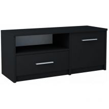 Table TV BODO 1D1S, étagère noire, commode