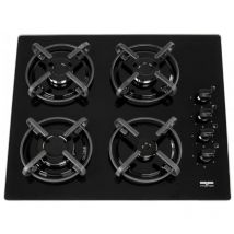 Tavolo in vetro nero 4 bruciatori a gas 59x42x4,7cm