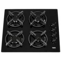 Frionor - Table verre noir 4 feux gaz 59x42x4,7cm