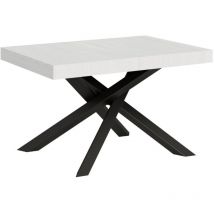 Itamoby - Table extensible 90x140/244 cm Volantis Frêne Blanc structure Anthracite