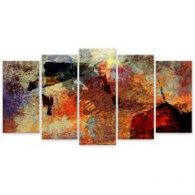 Hxadeco - Tableau 5 parties abstrait tempête solaire - 150x80 cm