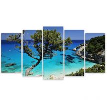 Hxadeco - Tableau 5 parties paysage goloritz bay, sardaigne italie - 150x80 cm