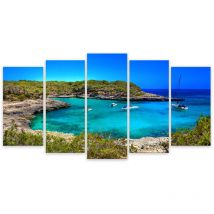 Hxadeco - Tableau 5 parties paysage les plages de majorques - 150x80 cm