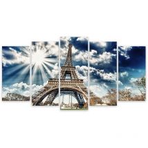 Hxadeco - Tableau 5 parties Tableau photo grandiose tour eiffel - 150x80 cm