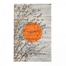 Unamourdetapis - Tableau fait à la main en peau de vache sunray 51x76 blanc et gris