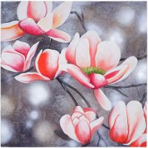 Tableau à l'huile, rameau de fleurs, peint à la main à 100%, toile de décoration murale xl, 90x90cm