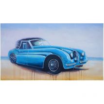 Tableau à l'huile, voiture ancienne, peint à la main à 100%, toile de décoration murale XL, 140x80cm