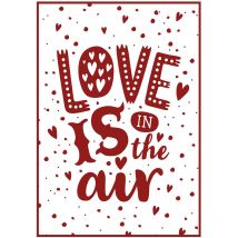Tableau amour rouge & blanc chambre ado | Tableau message l'amour est dans l'air pour chambre fille | Tableau sur toile couloir 0,5 x 0,7 m