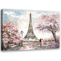 Image sur toile, Tour Eiffel Paris rose - 90x60