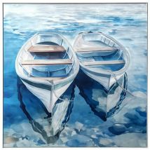 Pier Import - Tableau barques sur eau calme 80x80 cm