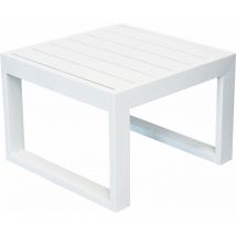 Defibrico - Tableau bas carré 45x45 cm salon extérieur pour le salon avec structure en aluminium et avion à lattes milos White - White