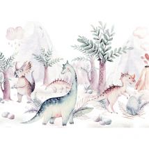Tableau chambre de bébé avec des dinosaures | Tableau animaux pour chambre enfant | Tableau sur toile chambre de garçon 0,7 x 0,5 m