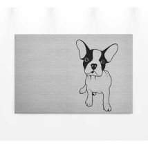 Tableau chien bouledogue noir & blanc | Tableau animaux sur fond mur en brique blanc | Tableau sur toile moderne chambre ado & salon 0,9 x 0,6 m