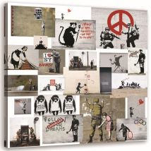 Tableau sur toile, Banksy Mural - collection d'œuvres Street Art - 50x50