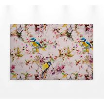 Tableau coloré rose, bleu et jaune | Tableau sur toile printemps pour chambre de fille | Tableau tendance fleurs et oiseaux - 0,9 x 0,6 m