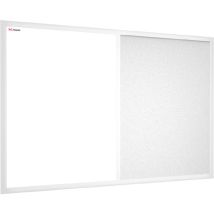 Allboards - Tableau Combi 2 En 1, Blanc Magnétique Effaçable À Sec Et En Liège Blanc Avec Cadre En Bois Blanc 90