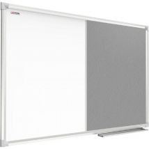Tableau Combi 2 en 1 Tableau Blanc & Tableau en Feutre Gris avec Cadre en Aluminium 120x90cm