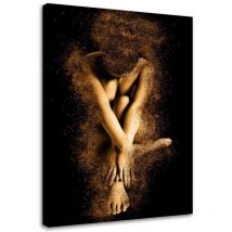 Image sur toile, Femme poudre d'or glamour nue - 60x90