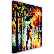 Tableau sur toile, Couple amoureux sous un parapluie - 40x60