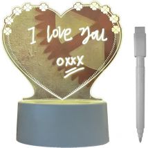 Tableau d'affichage led transparent en forme de cœur, rechargeable par usb, avec stylo, idéal pour la décoration de la maison, lampe de nuit pour