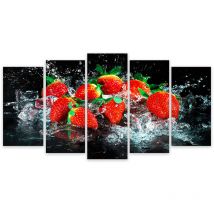 Hxadeco - Tableau deco cuisine fraise des bois nature, 150x80cm