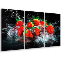 Tableau deco cuisine fraise des bois nature, 90x60cm