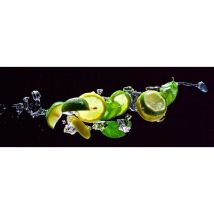Tableau deco cuisine lime citron en folie, 80x30cm