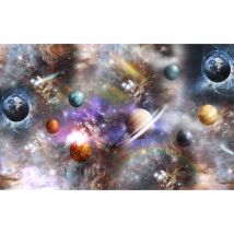 Tableau deco galaxie et planetes - 80x50 cm