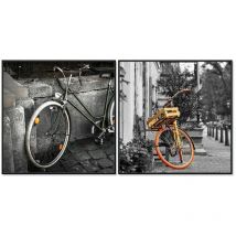 Fanmuebles - Tableau diptyque en méthacrylate 'Bicyclettes'
