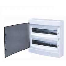 Tehnoplast - Tableau électrique Apparent 36 modules 2 rangées ( 2 x18 m ) avec porte Translucide Teintée + borniers terres